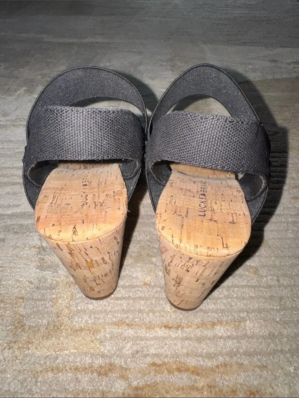 Black Cork Wedge Sandals Lucky Brand